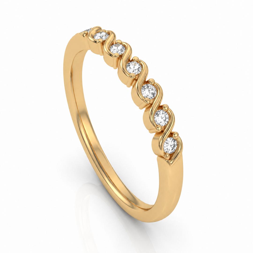 Demi-alliance 9 diamants naturels ronds 0.13 carat or jaune 14 carats Célia