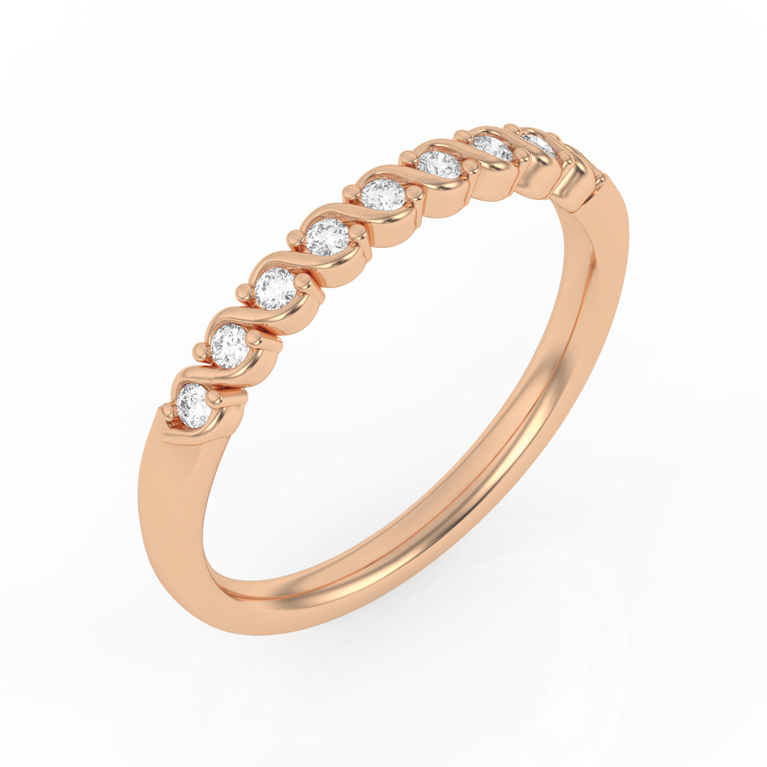 Demi-alliance 9 diamants naturels ronds 0.13 carat or rose 14 carats Célia