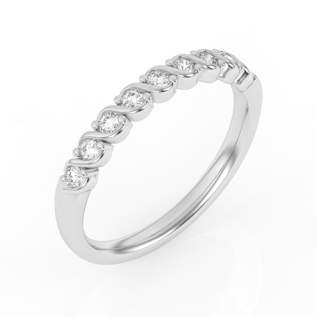 Demi-alliance 9 diamants naturels ronds 0.25 carat or blanc 14 carats Célia