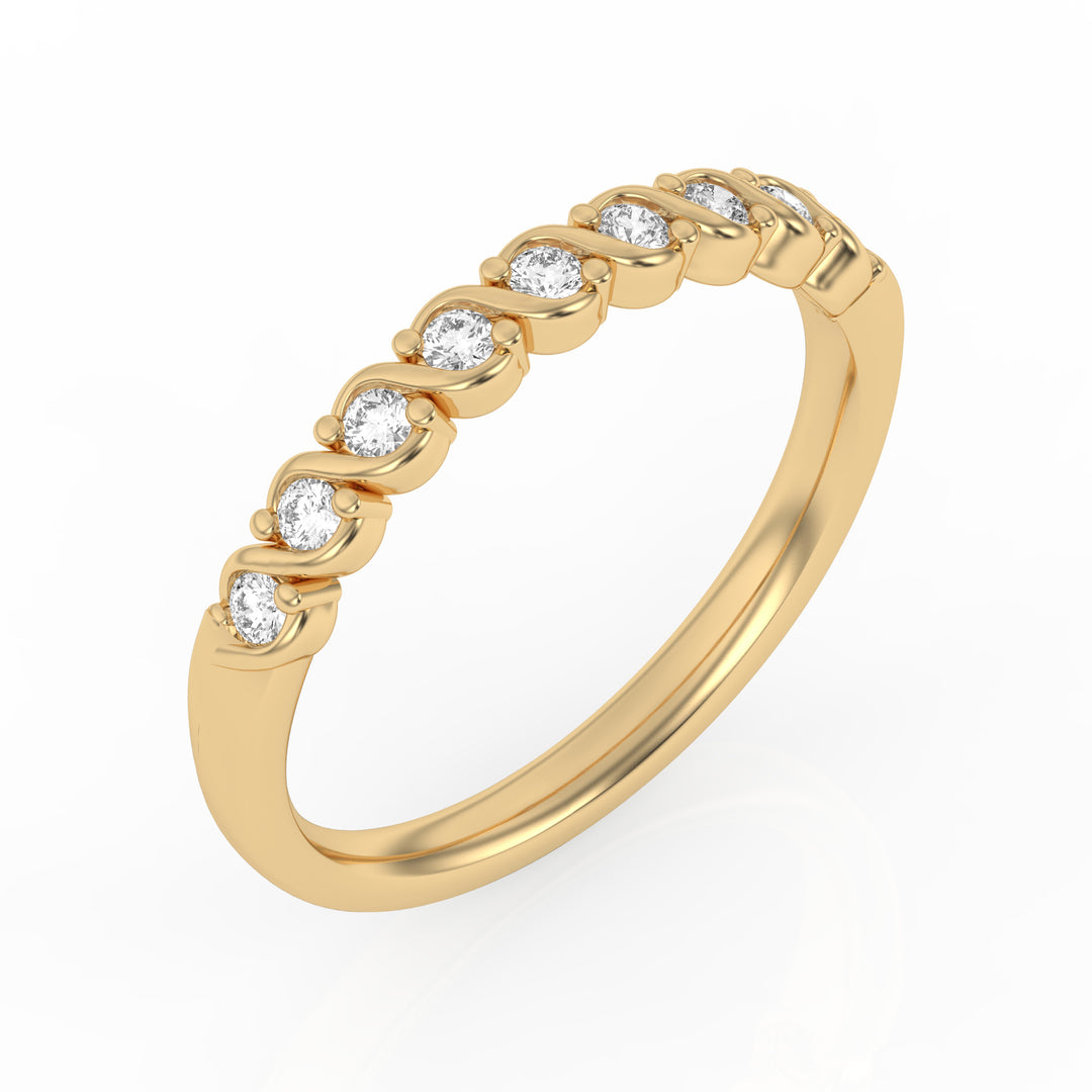 Demi-alliance 9 diamants naturels ronds 0.25 carat or jaune 14 carats Célia