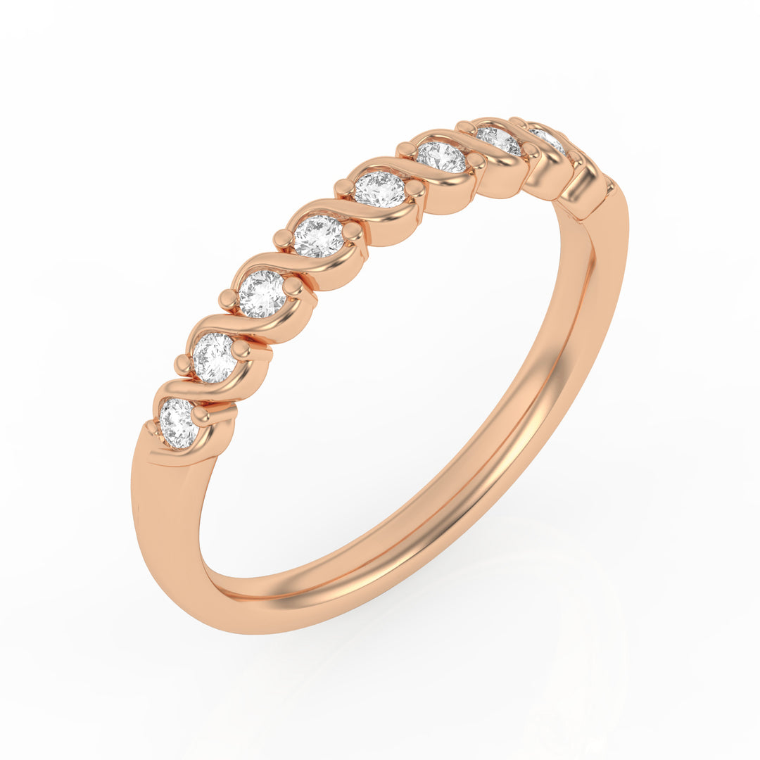 Demi-alliance 9 diamants naturels ronds 0.25 carat or rose 14 carats Célia
