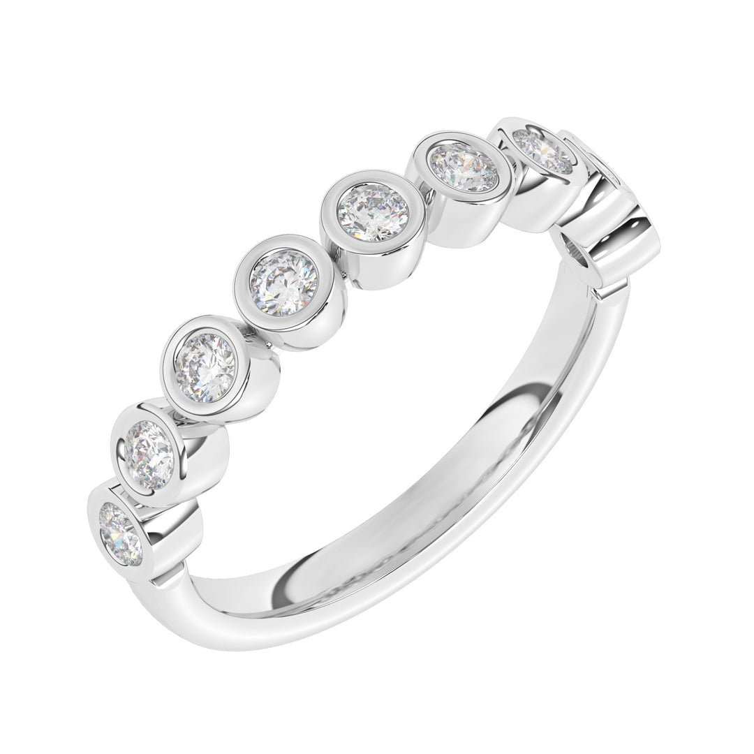 Demi-alliance 9 diamants naturels ronds 0.50 carat or blanc 14 carats Alberta