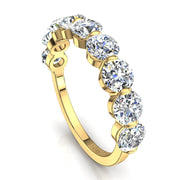 Demi-alliance 9 diamants naturels ronds 1.60 carat or jaune Martina