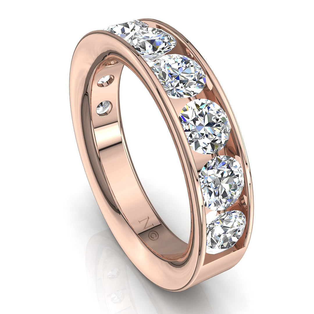 Demi-alliance 9 diamants naturels ronds 1.60 carat or rose Antonia