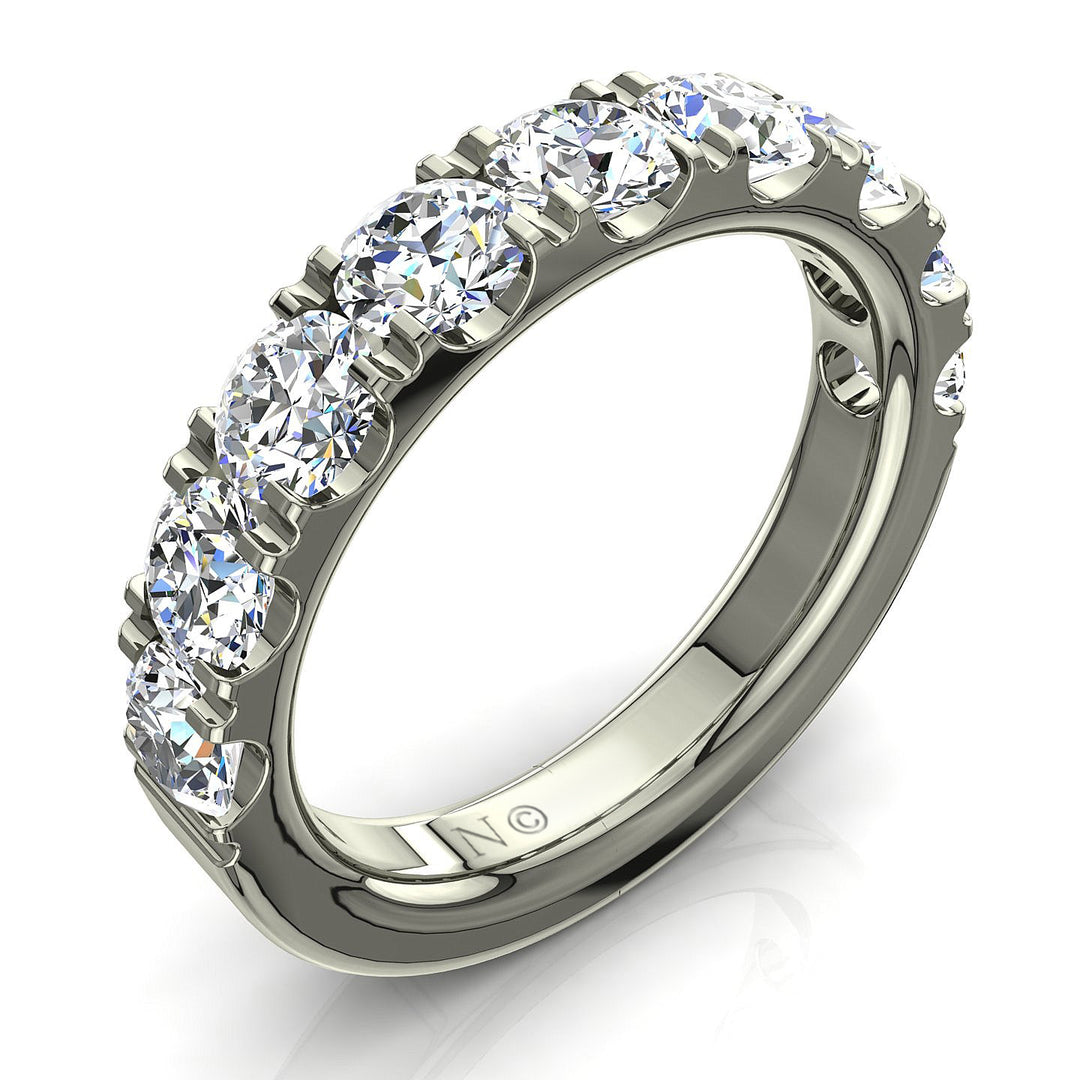 Demi-alliance 9 diamants naturels ronds 1.80 carat or blanc Gabriela