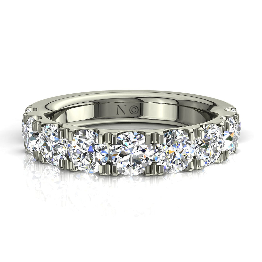 Demi-alliance 9 diamants naturels ronds 1.80 carat or blanc Gabriela
