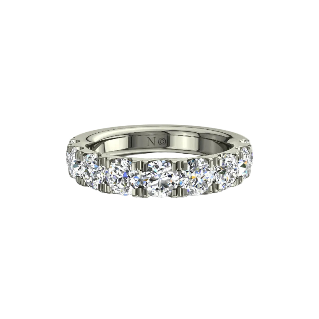 Demi-alliance 9 diamants naturels ronds 1.80 carat or blanc Gabriela