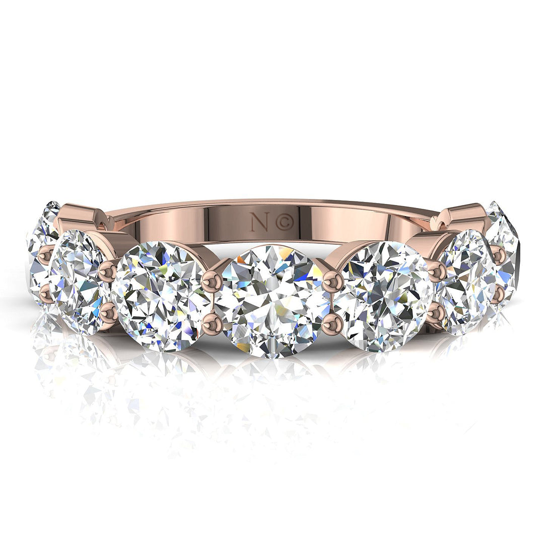Demi-alliance 9 diamants naturels ronds 1.80 carat or rose Daniela