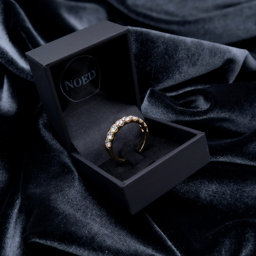 Demi-alliance 9 diamants naturels ronds 1.80 carat or rose Gabriela