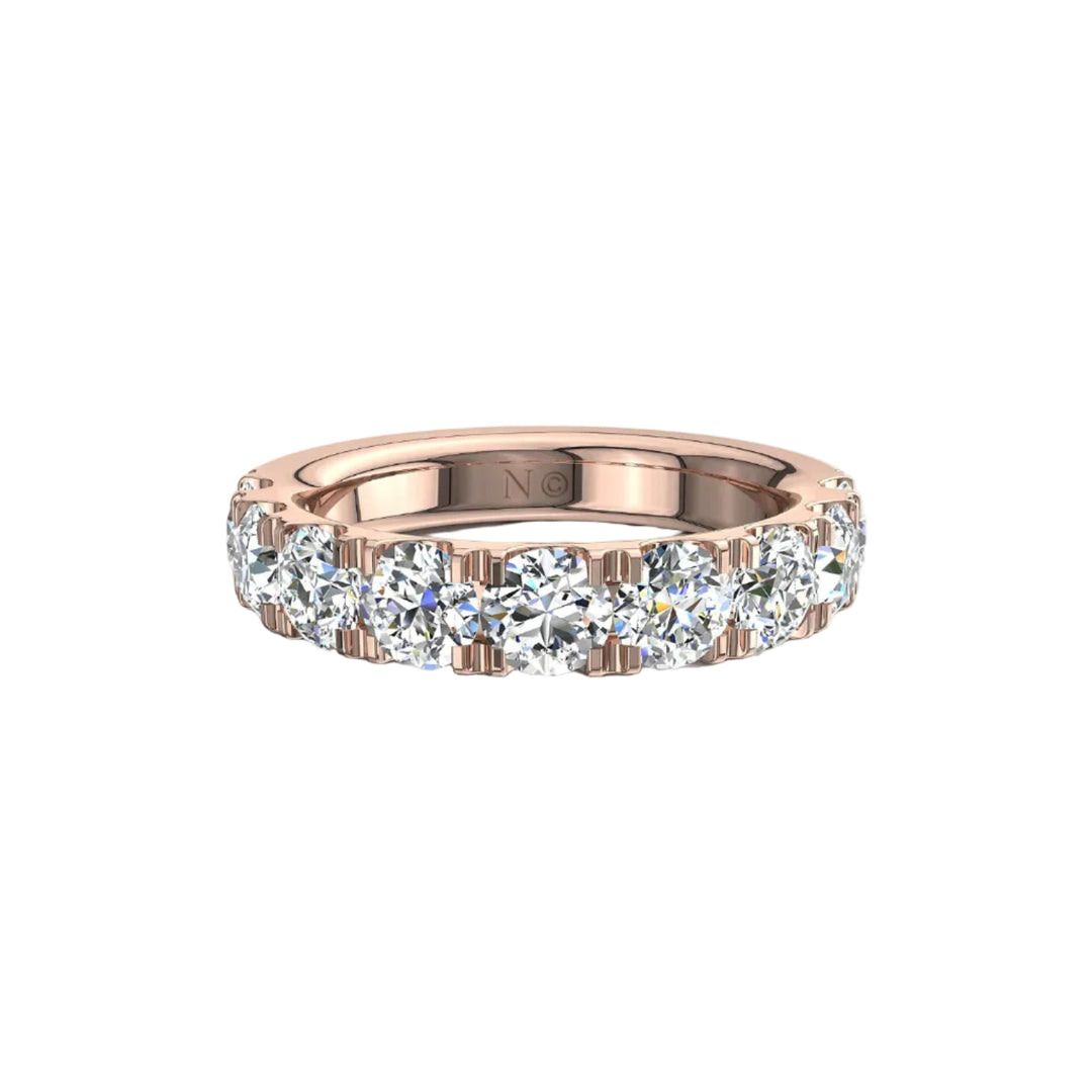 Demi-alliance 9 diamants naturels ronds 1.80 carat or rose Gabriela