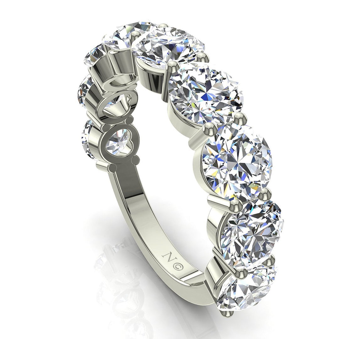 Demi-alliance 9 diamants naturels ronds 4.50 carats or blanc Daniela