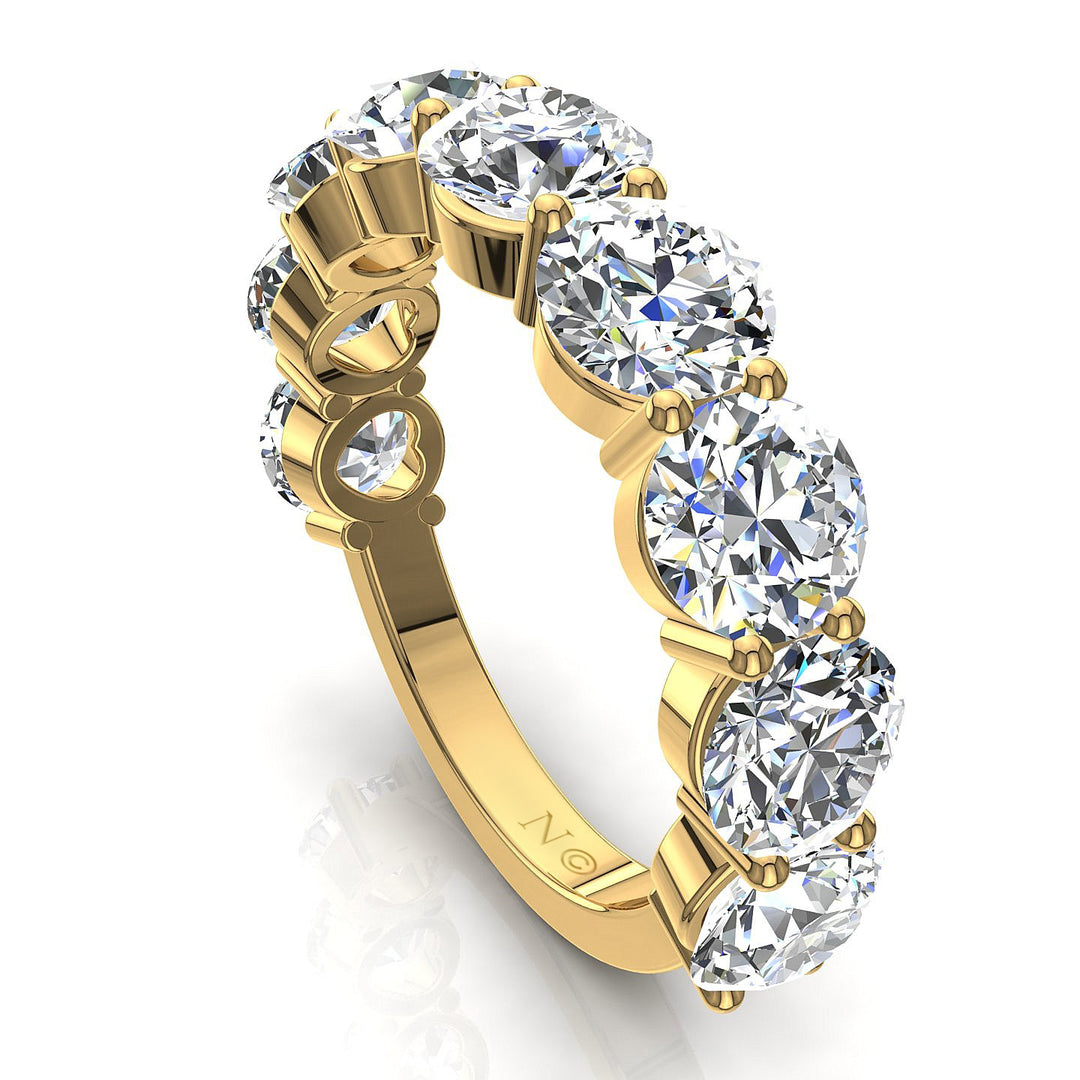 Demi-alliance 9 diamants naturels ronds 4.50 carats or jaune Daniela