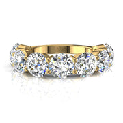 Demi-alliance 9 diamants naturels ronds 4.50 carats or jaune Daniela