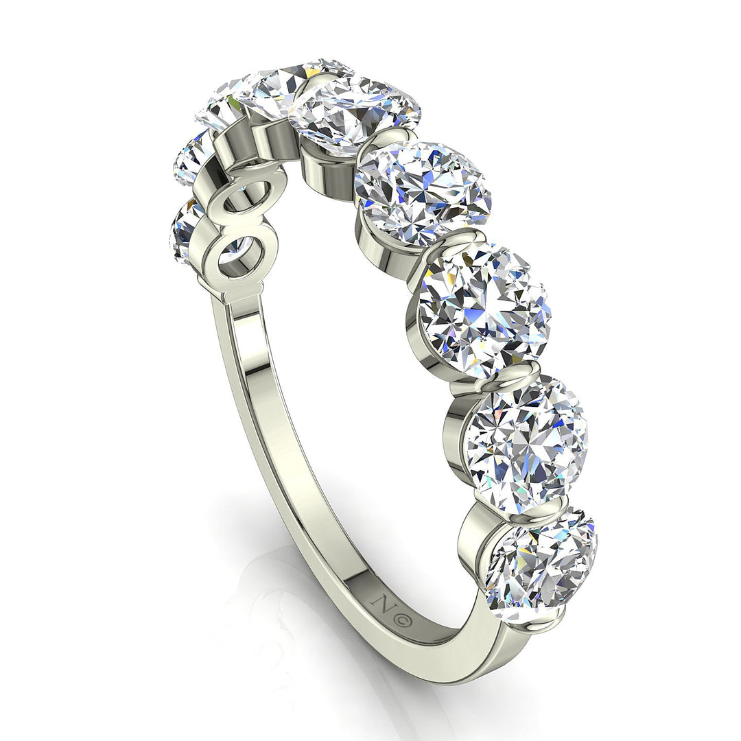 Demi-alliance 9 diamants ronds 1.60 carat or blanc Martina