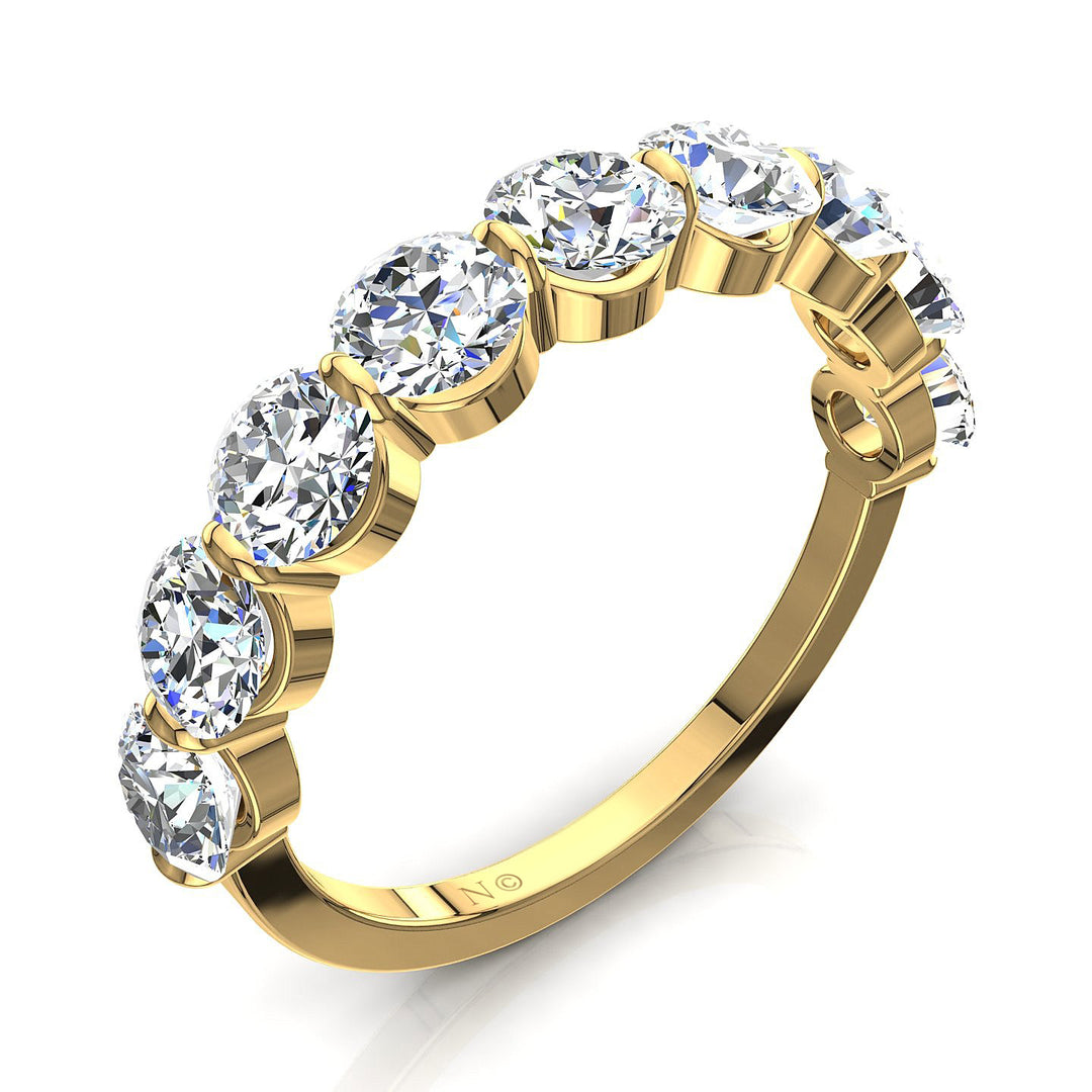 Demi-alliance 9 diamants ronds 1.60 carat or jaune Martina