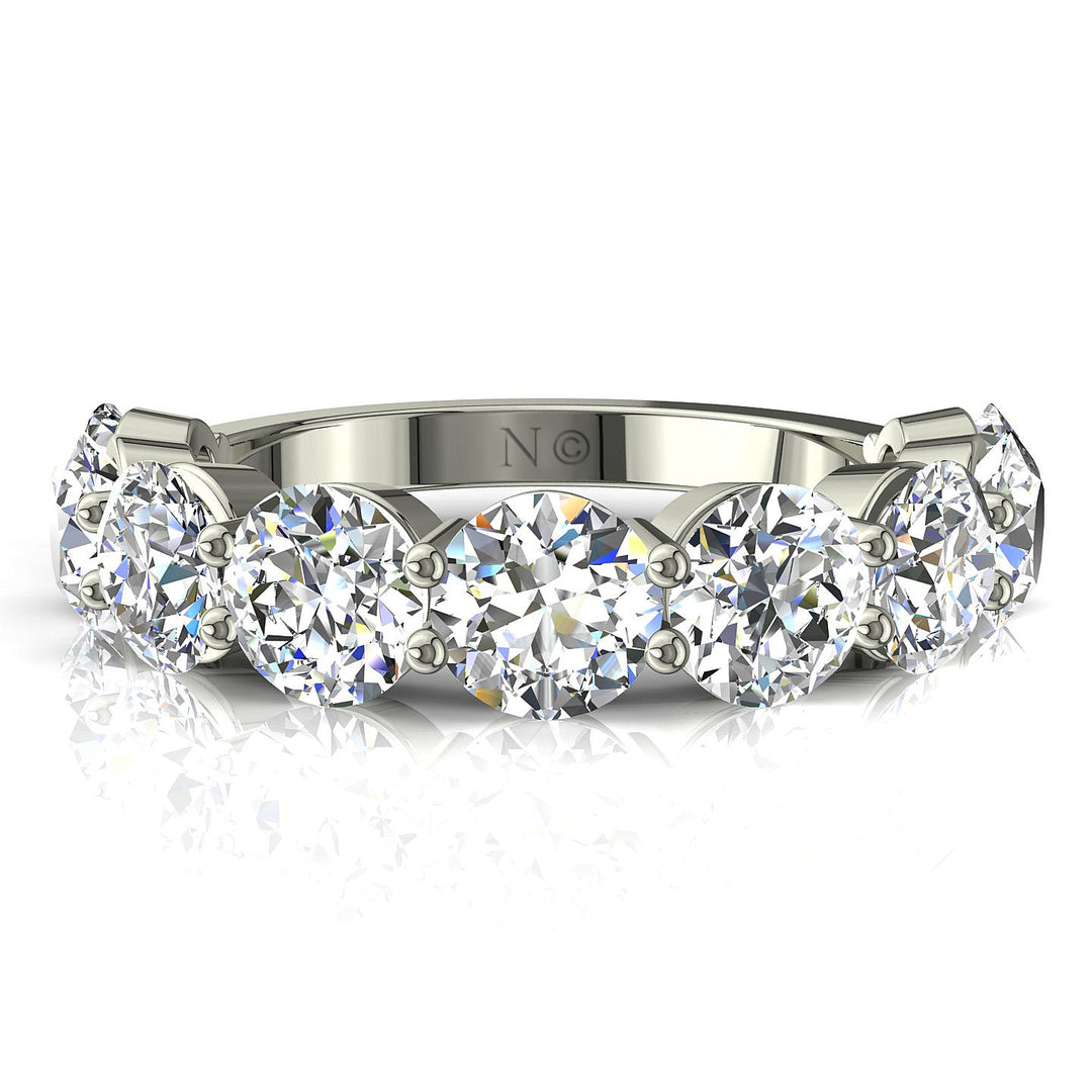 Demi-alliance 9 diamants ronds 1.80 carat or blanc Daniela