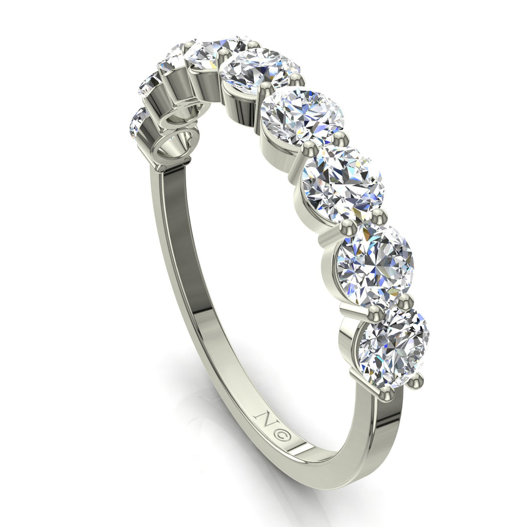 Demi-alliance 9 diamants synthétiques ronds 1.20 carat or blanc Daniela