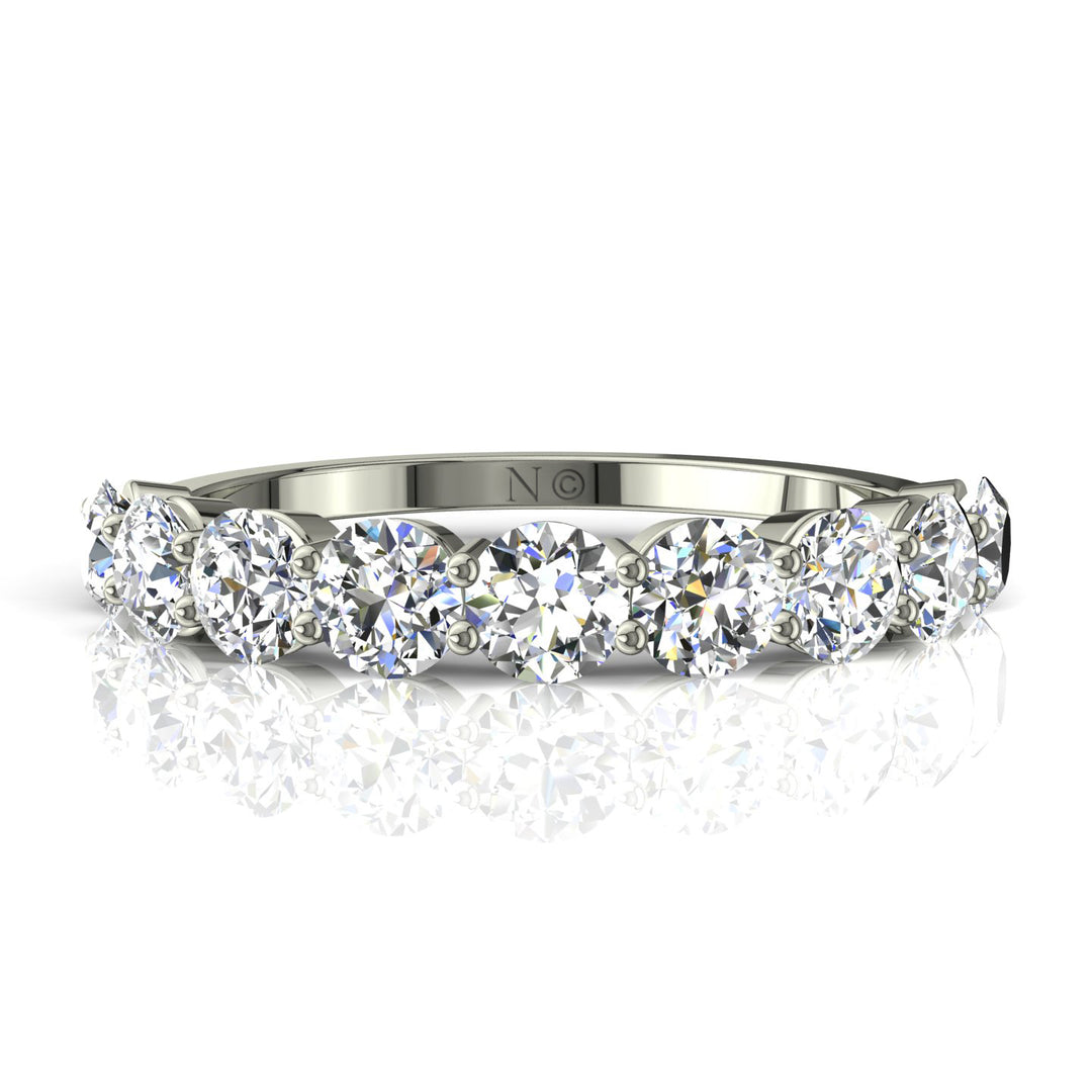 Demi-alliance 9 diamants synthétiques ronds 1.20 carat or blanc Daniela