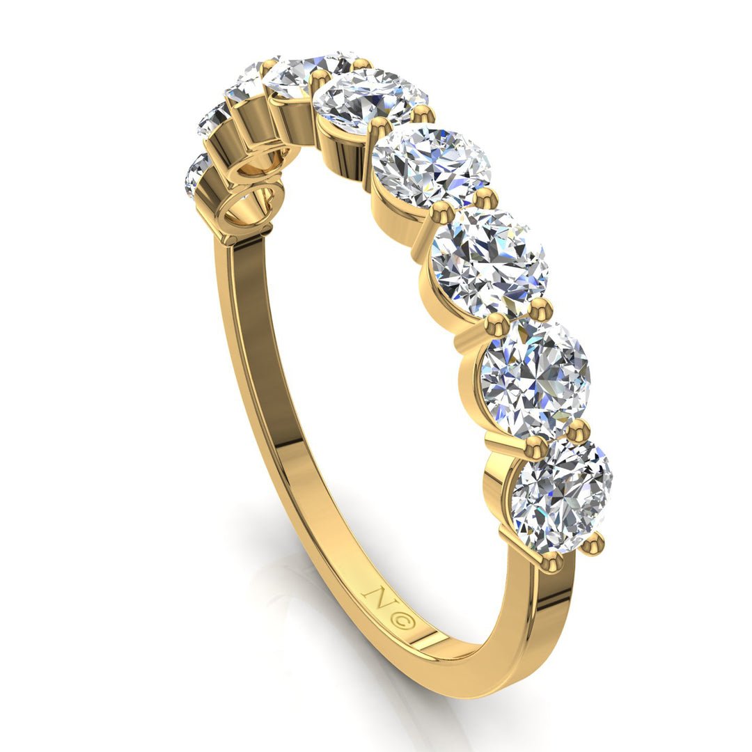 Demi-alliance 9 diamants synthétiques ronds 1.20 carat or jaune Daniela