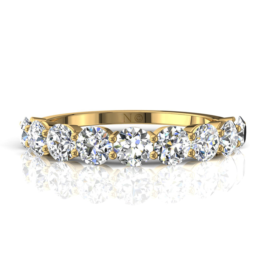 Demi-alliance 9 diamants synthétiques ronds 1.20 carat or jaune Daniela