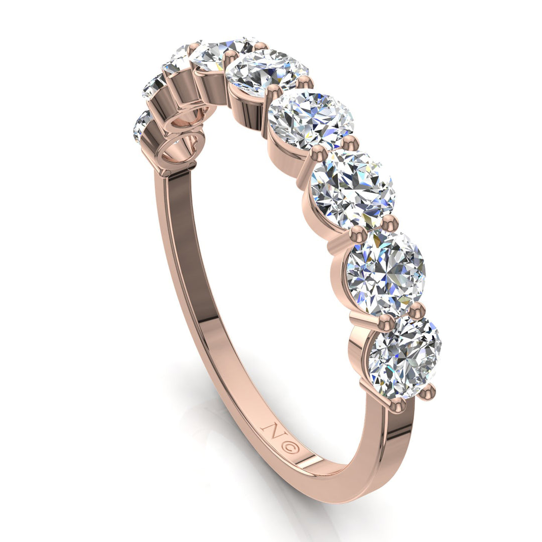 Demi-alliance 9 diamants synthétiques ronds 1.20 carat or rose Daniela