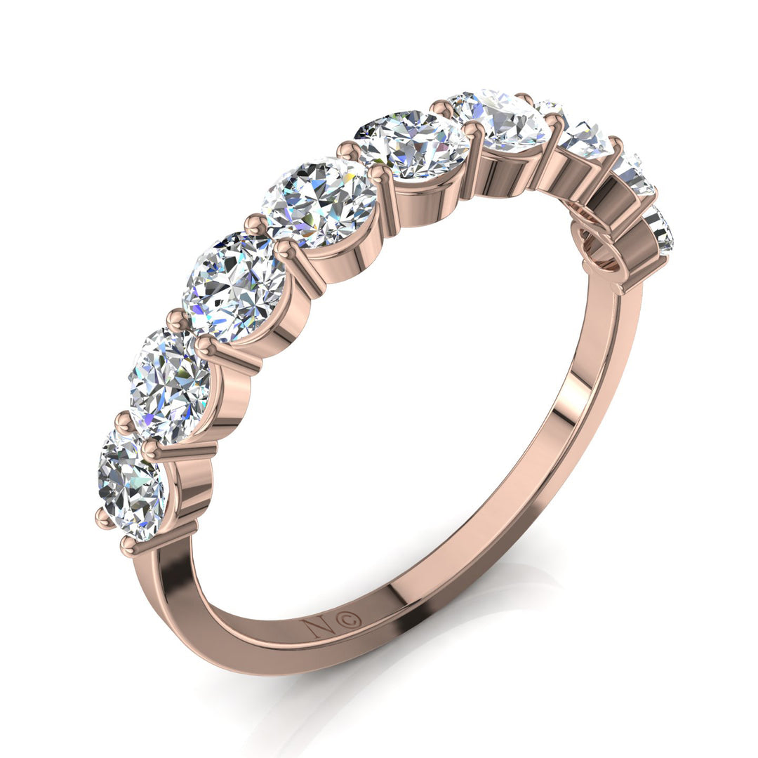 Demi-alliance 9 diamants synthétiques ronds 1.20 carat or rose Daniela