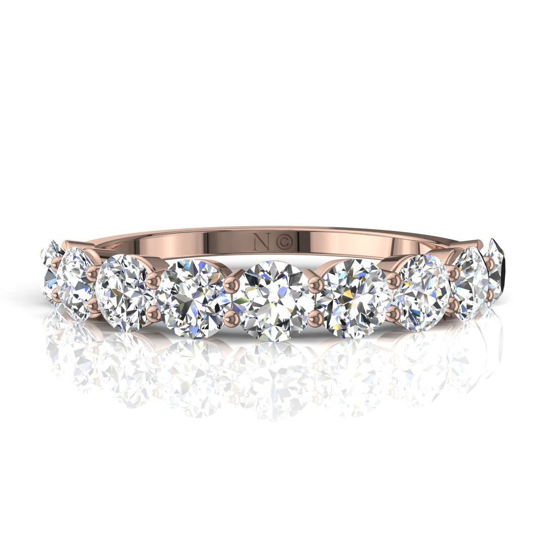 Demi-alliance 9 diamants synthétiques ronds 1.20 carat or rose Daniela
