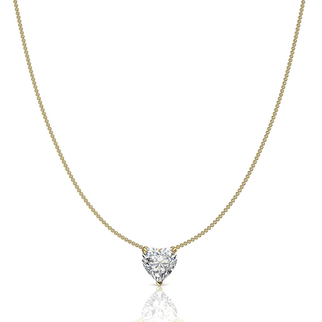 Pendentif diamant naturel coeur 1.50 carat or jaune Ely