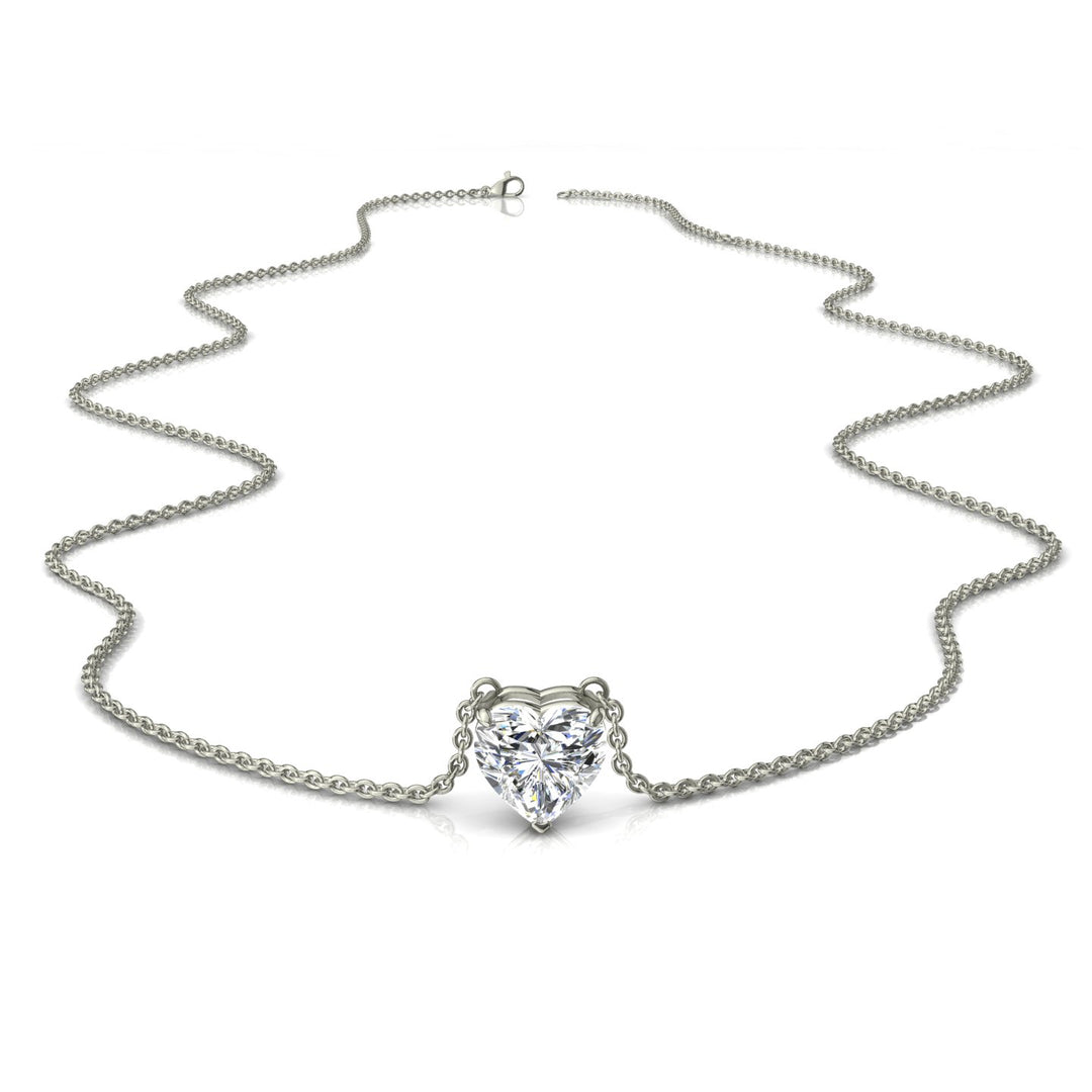 Pendentif diamant naturel coeur 2.00 carat or blanc Ely