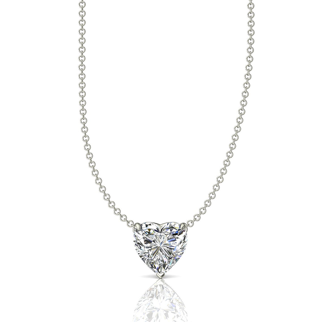 Pendentif diamant naturel coeur 2.00 carat or blanc Ely