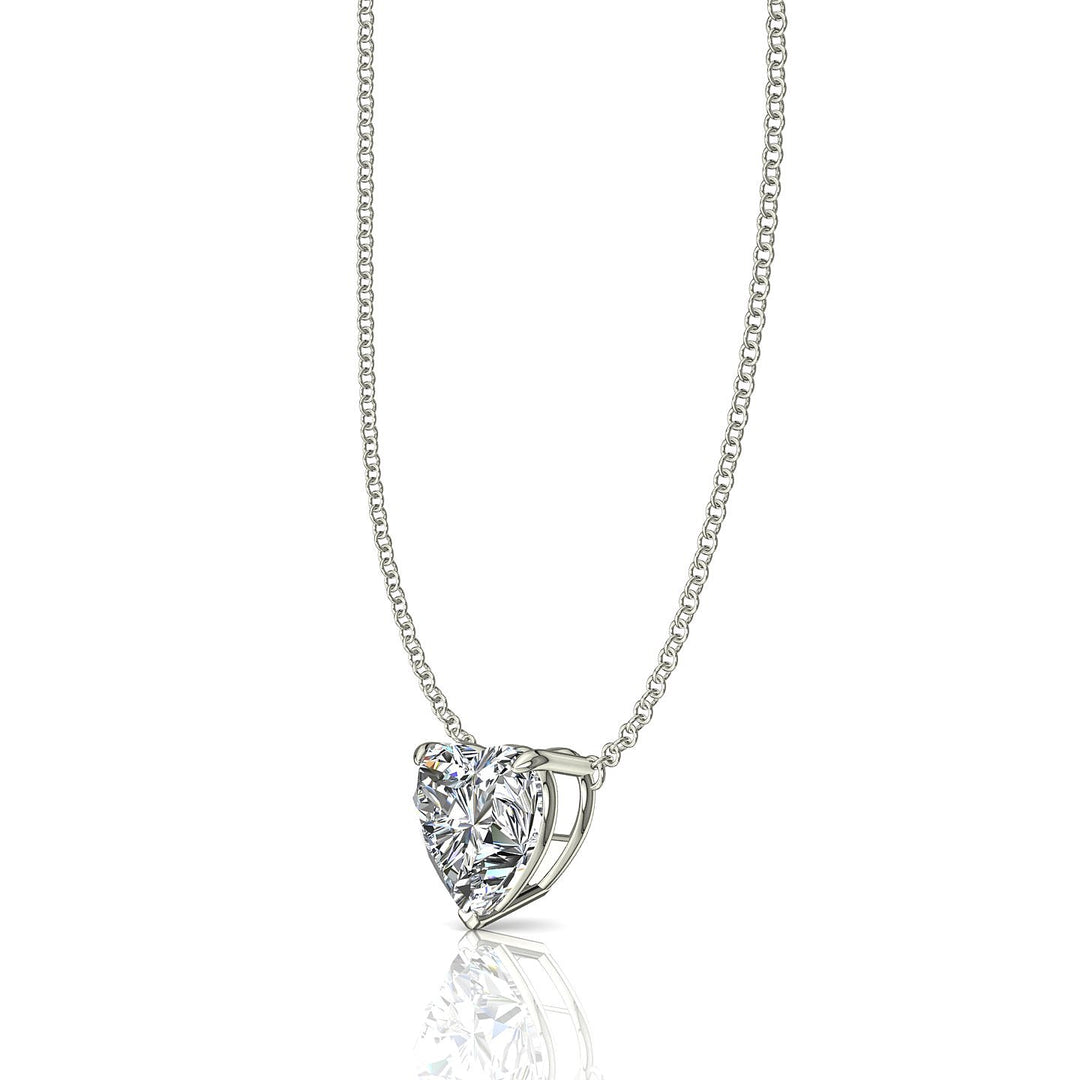 Pendentif diamant naturel coeur 3.00 carats or blanc Ely