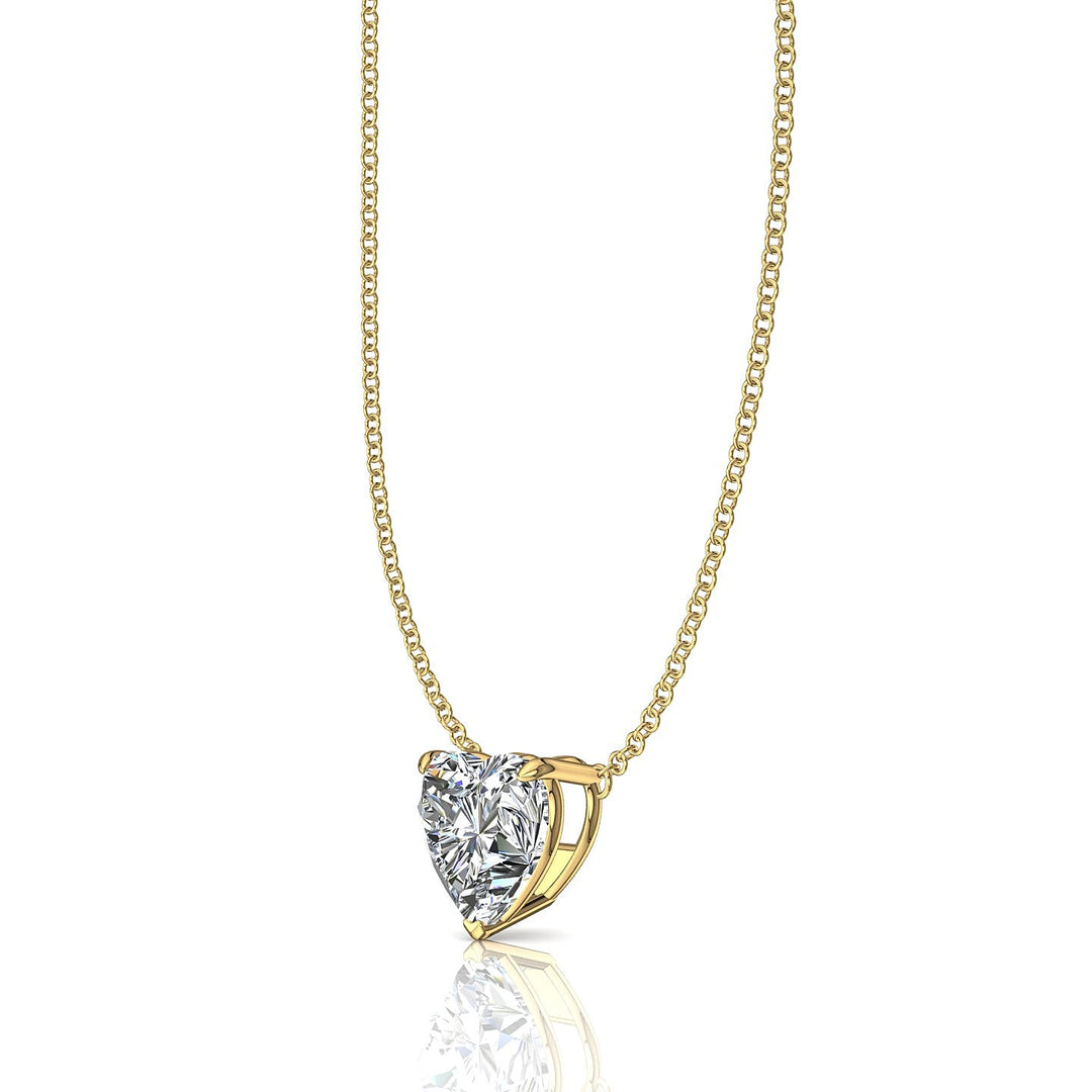 Pendentif diamant naturel coeur 3.00 carats or jaune Ely