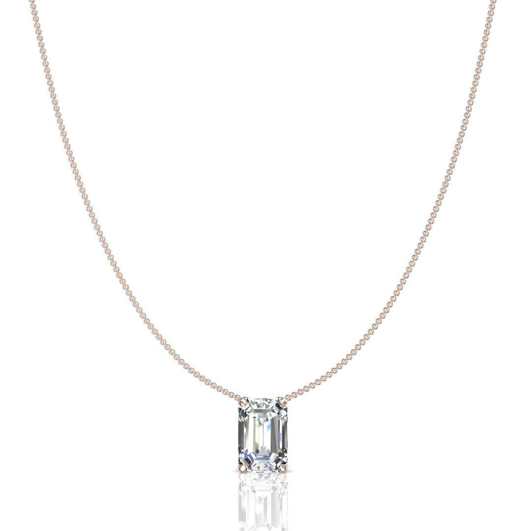 Pendentif diamant naturel Émeraude 1.00 carat or rose Ely