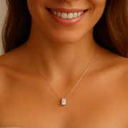 Pendentif diamant naturel Émeraude 2.00 carat or blanc Ely