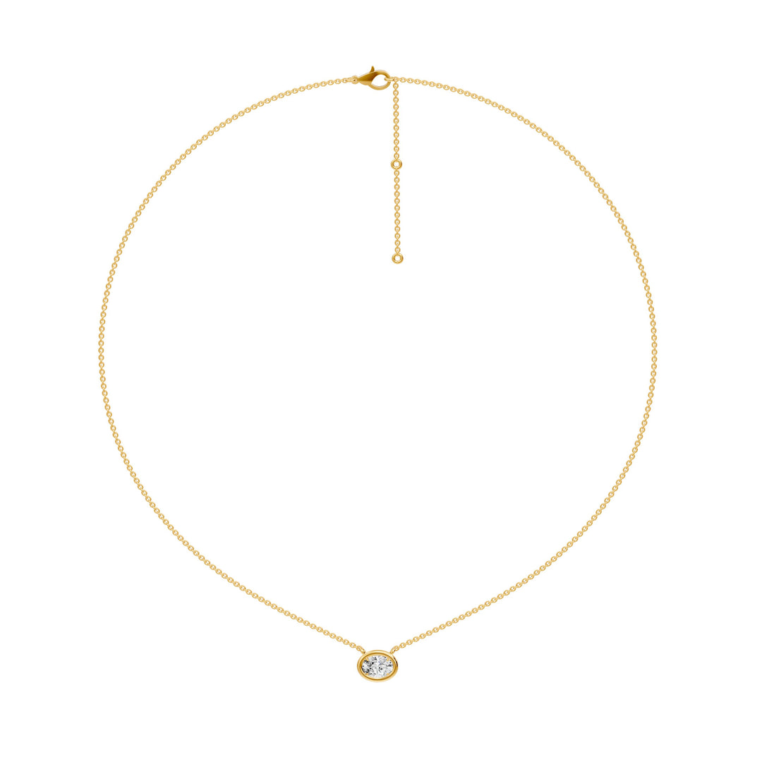 Pendentif diamant naturel ovale 0.50 carat or jaune Augusta