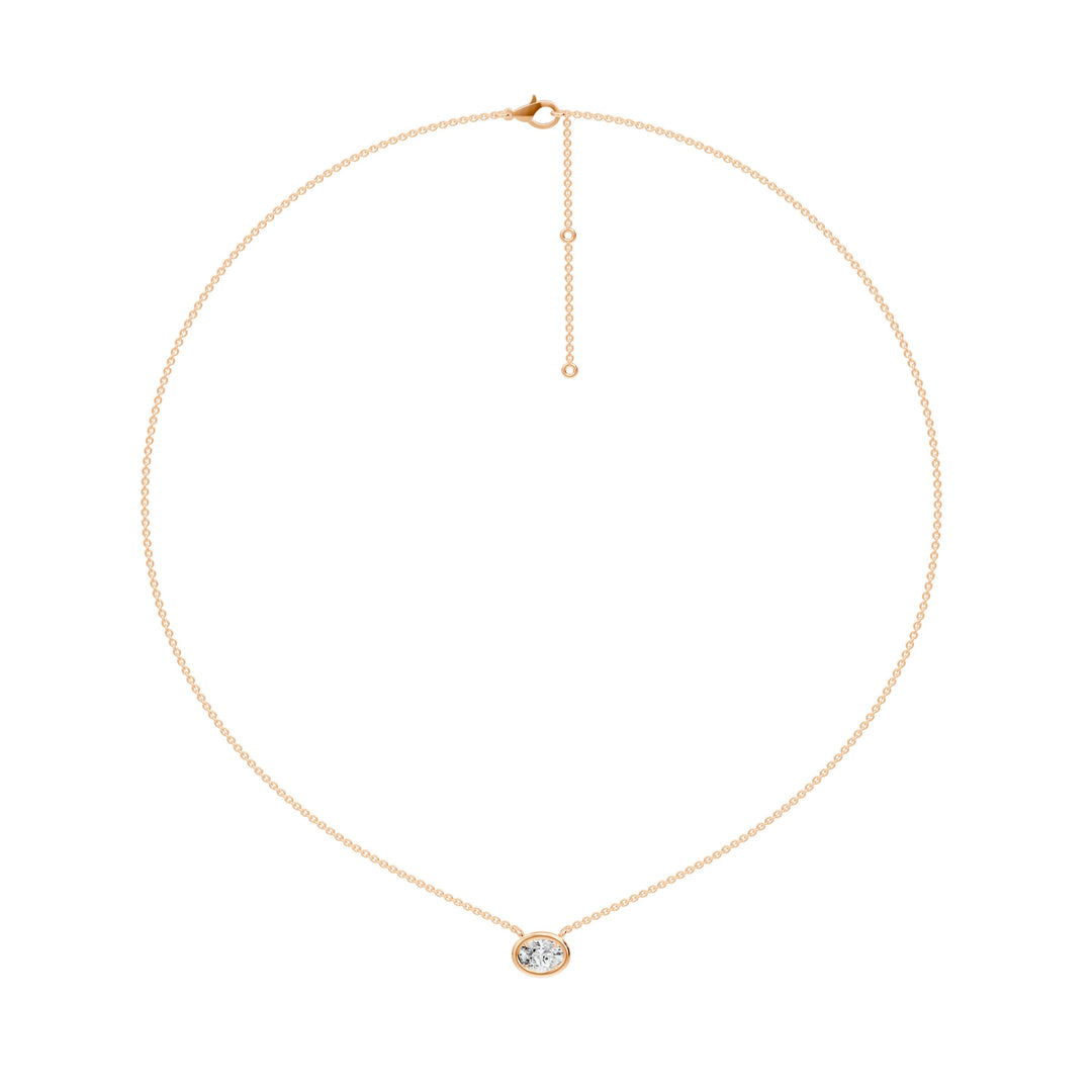 Pendentif diamant naturel ovale 0.50 carat or rose Augusta