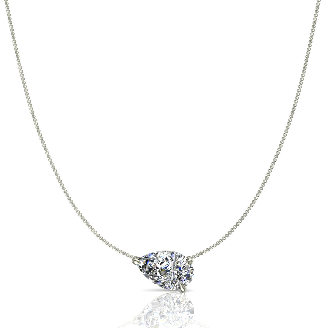 Pendentif diamant naturel poire 1.00 carat or blanc Graziella