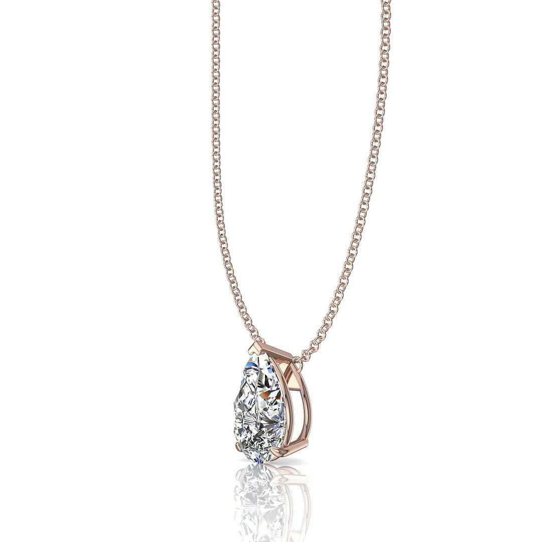 Pendentif diamant naturel poire 1.00 carat or rose Ely