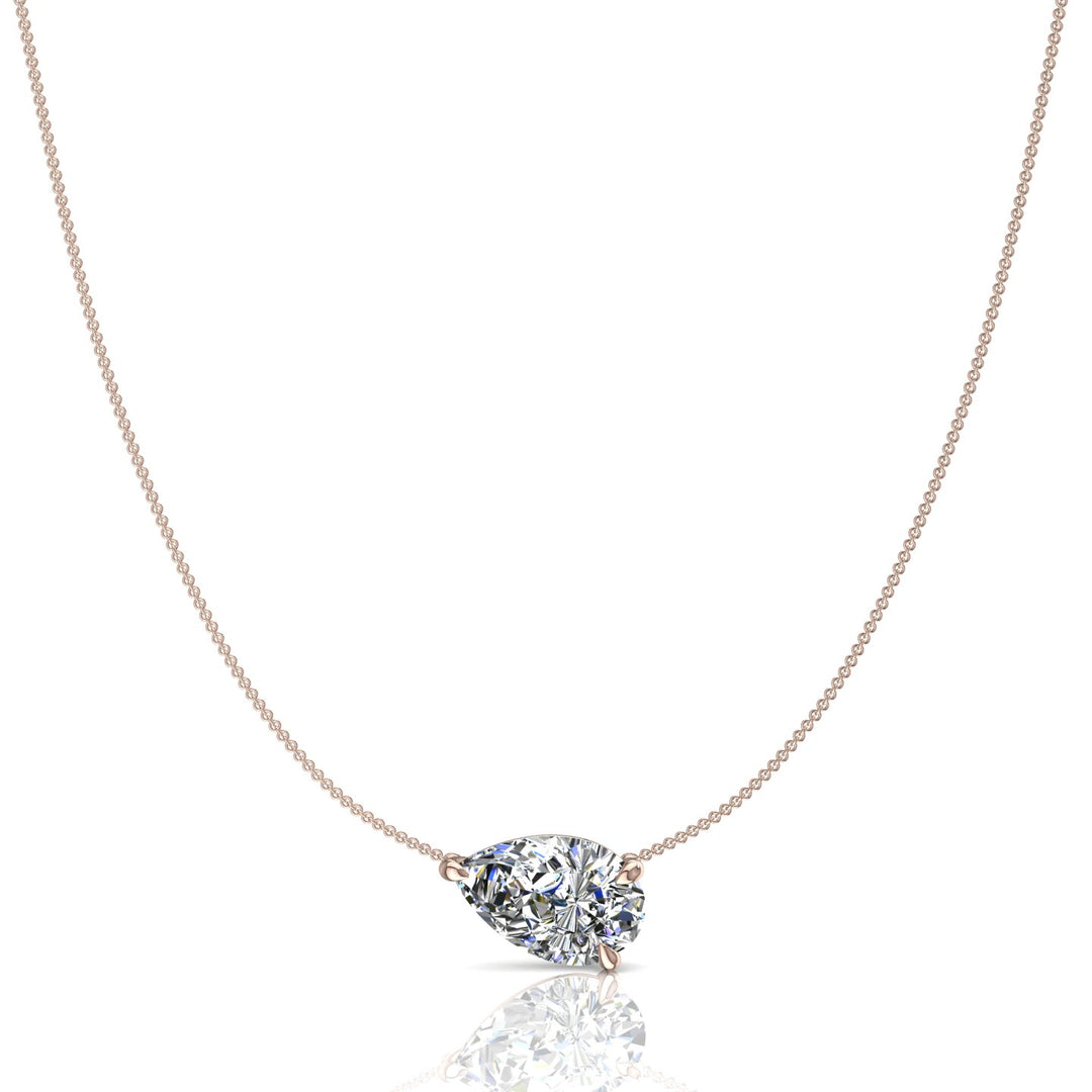 Pendentif diamant naturel poire 1.00 carat or rose Graziella