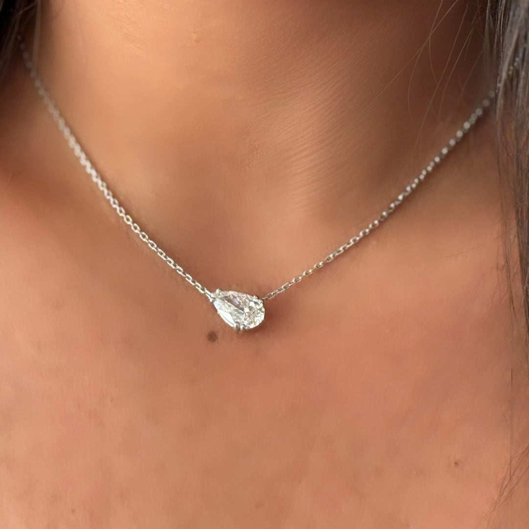 Pendentif diamant naturel poire 2.00 carat or blanc Graziella
