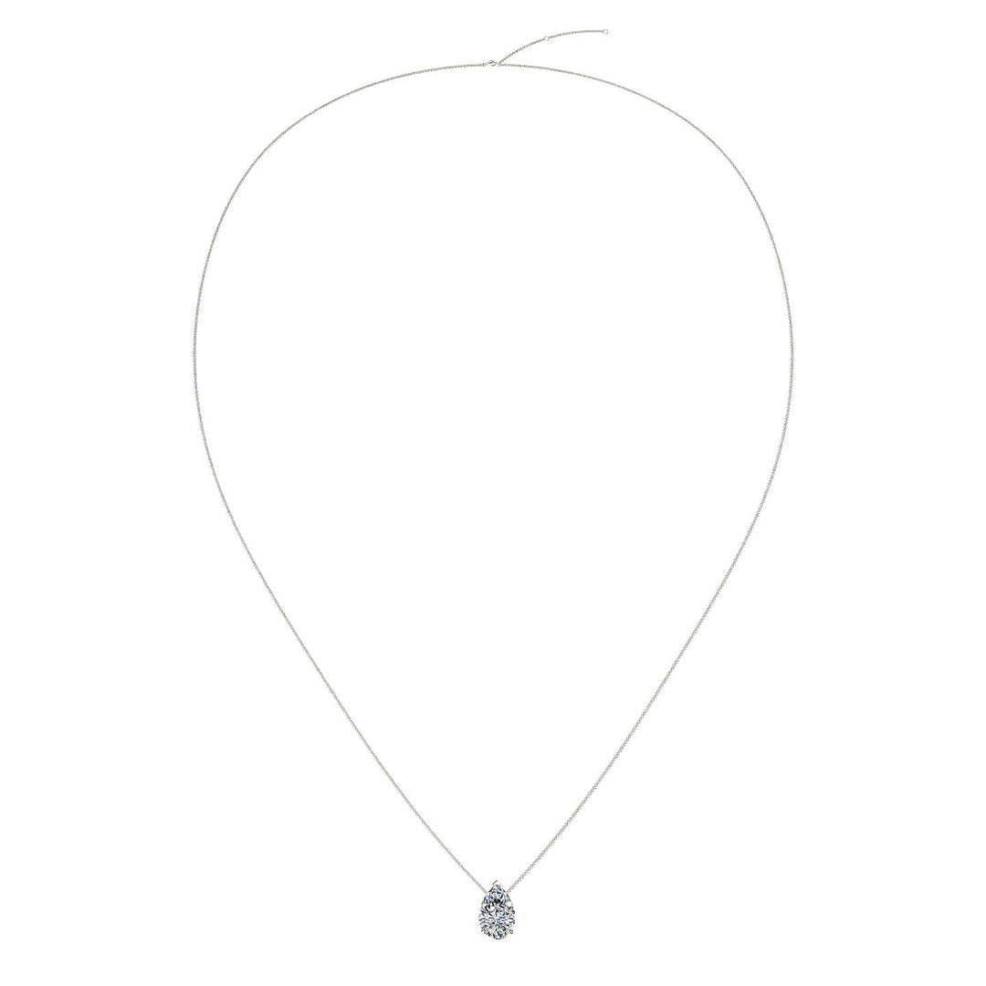 Pendentif diamant naturel poire 3.00 carats or blanc Ely