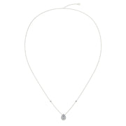 Pendentif diamant naturel poire et diamants naturels ronds 0.90 carat or blanc Carla
