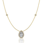 Load image into Gallery viewer, Pendentif diamant naturel poire et diamants naturels ronds 0.90 carat or jaune Carla