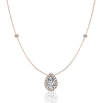 Load image into Gallery viewer, Pendentif diamant naturel poire et diamants naturels ronds 0.90 carat or rose Carla