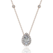 Pendentif diamant naturel poire et diamants naturels ronds 1.10 carat or rose Carla