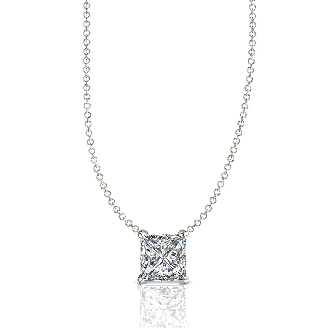 Pendentif diamant naturel princesse 1.00 carat or blanc Ely