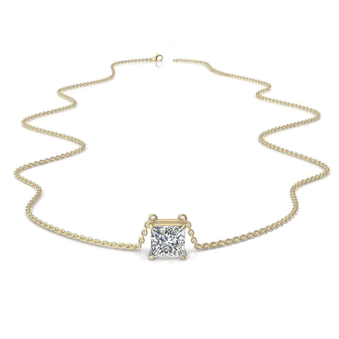 Pendentif diamant naturel princesse 2.00 carat or jaune Ely