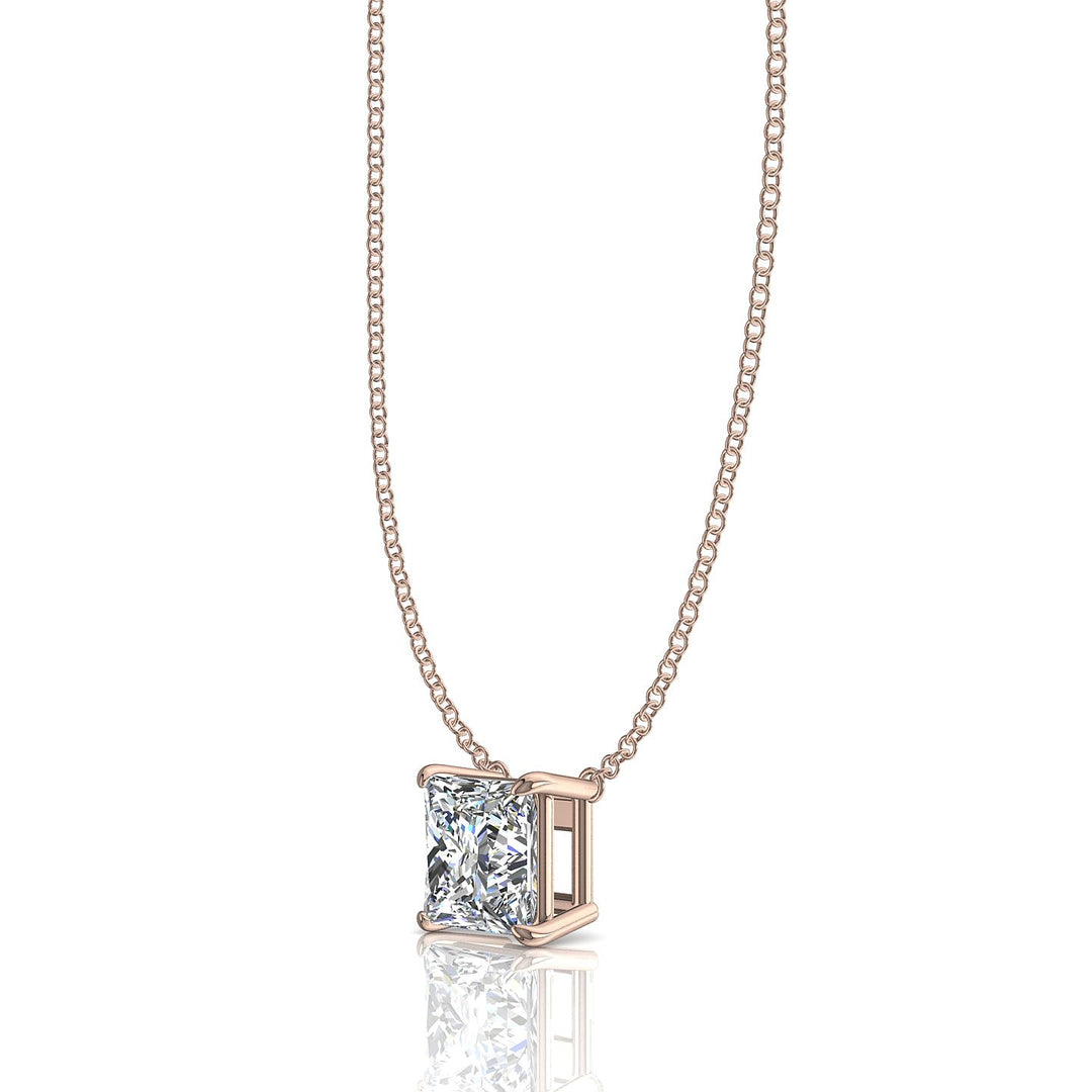 Pendentif diamant naturel princesse 2.00 carat or rose Ely