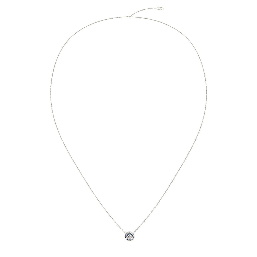 Pendentif diamant naturel rond 0.80 carat or blanc Barbara