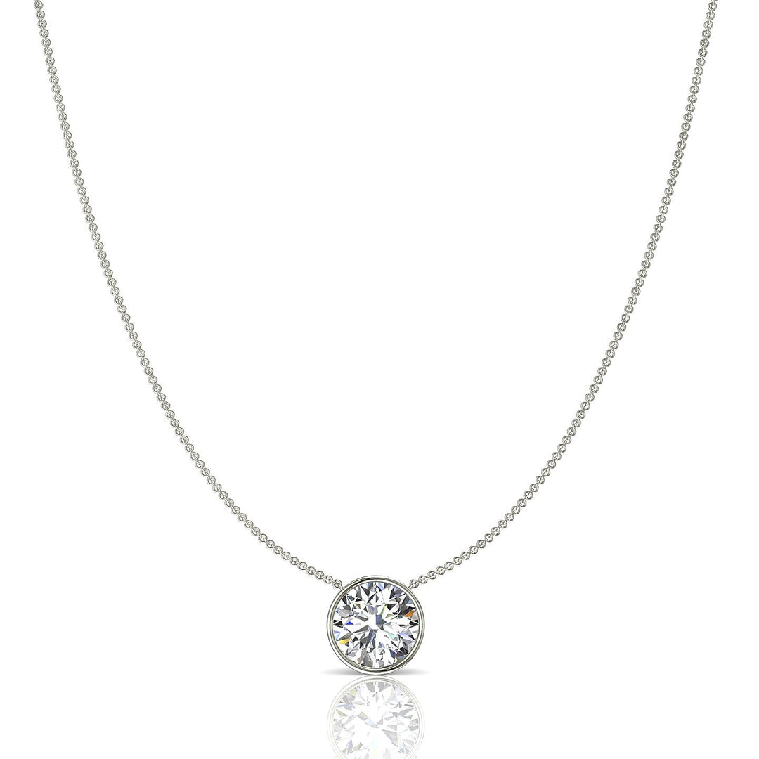 Pendentif diamant naturel rond 0.80 carat or blanc Barbara